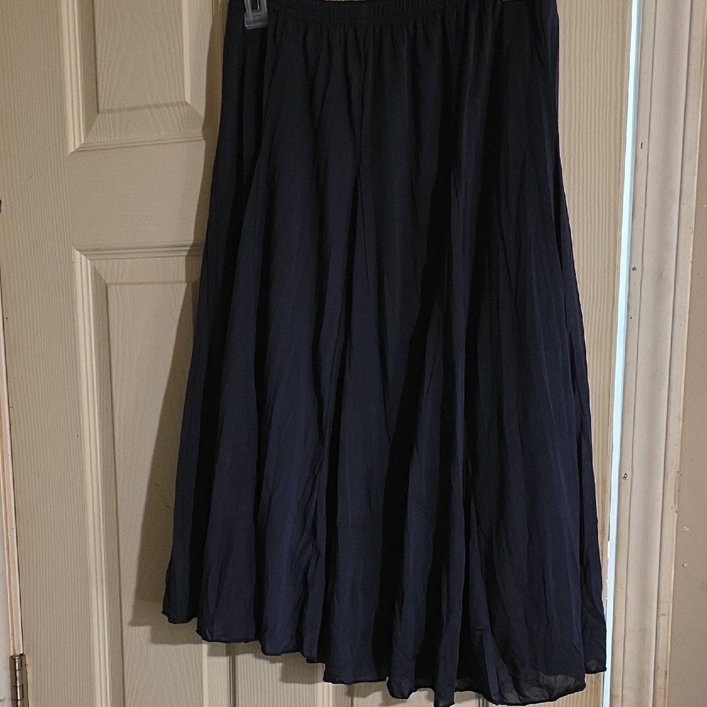 Christopher & Banks Blue Midi A-Line Skirt